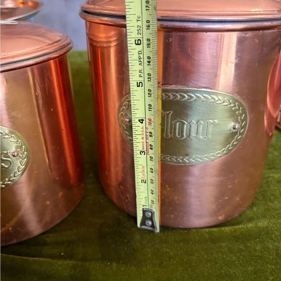 Vintage Copper Canister Set with Gold Accents from Portugal - Picture 2 of 16